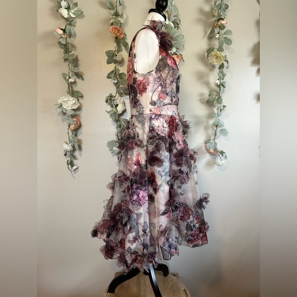 Marchesa Notte Floral One-Shoulder Dress - Picture 6 of 11